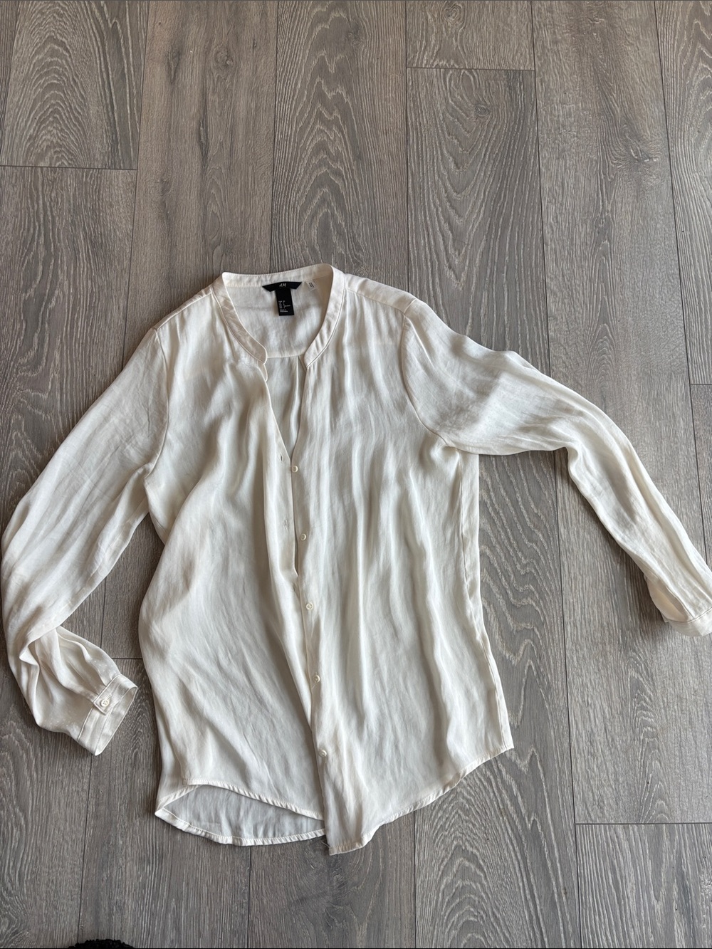 H&M Cream Long-Sleeve Button-Down Shirt